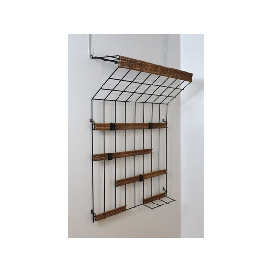Image 1 of Vintage metal and rattan coat rack by Karl Fichtel for Drahtwerke Erlau, Germany 1950