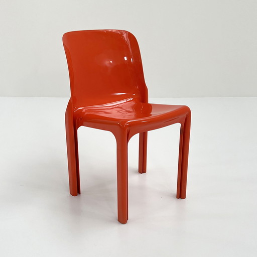 Orange Selene Chair By Vico Magistretti For Artemide, 1970S