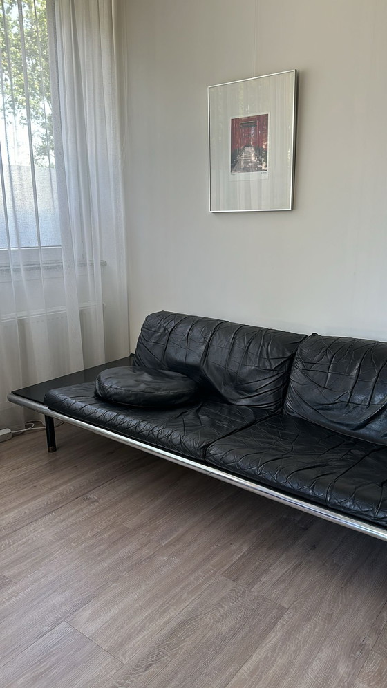 Image 1 of Harvink The Mission black leather 3-seater sofa