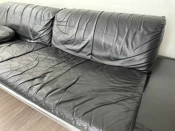 Image 1 of Harvink The Mission black leather 3-seater sofa