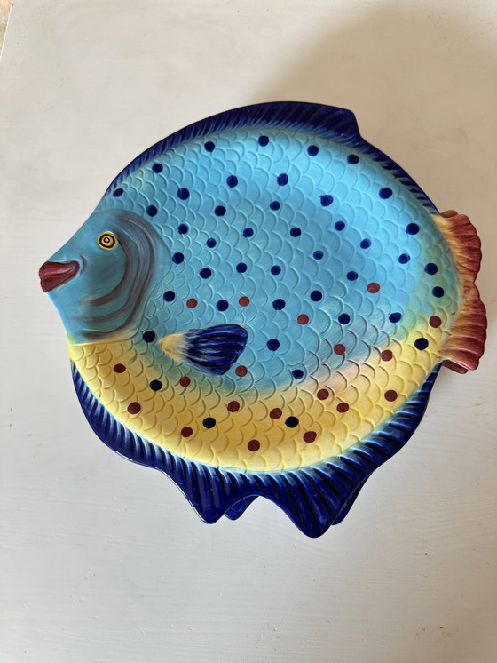 Image 1 of 4 x Majolica fish plates 70s