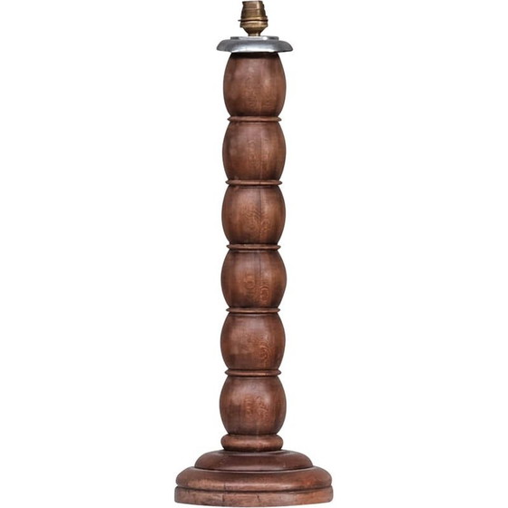 Image 1 of French vintage tall wooden table lamp, 1950s