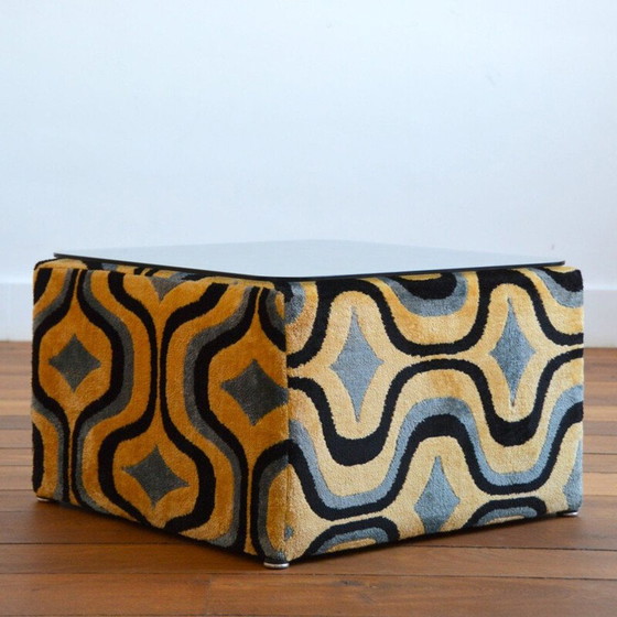 Image 1 of Vintage Italian velvet pouffe, 1970