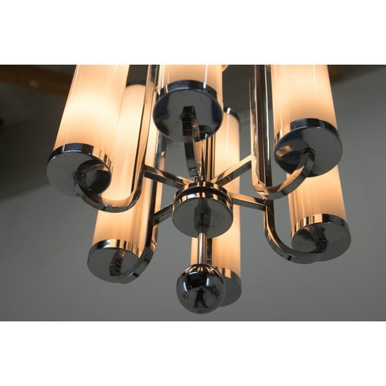 Image 1 of Chromed bauhaus vintage tubular chandelier, 1930