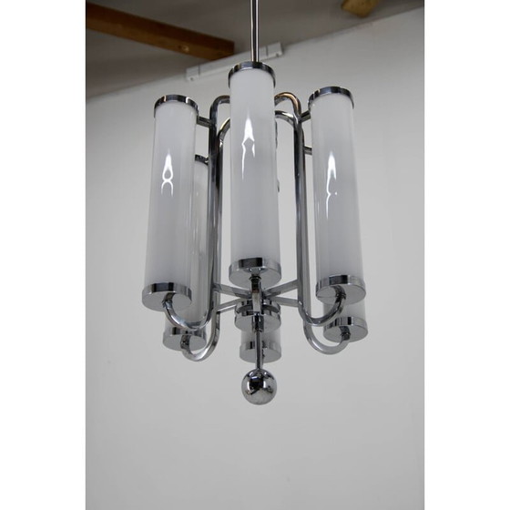 Image 1 of Chromed bauhaus vintage tubular chandelier, 1930