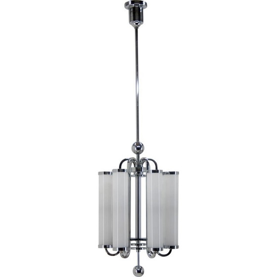 Image 1 of Chromed bauhaus vintage tubular chandelier, 1930