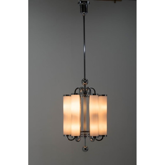 Image 1 of Chromed bauhaus vintage tubular chandelier, 1930