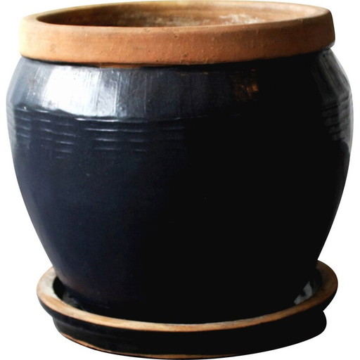 Maceta vintage de terracota esmaltada hecha a mano