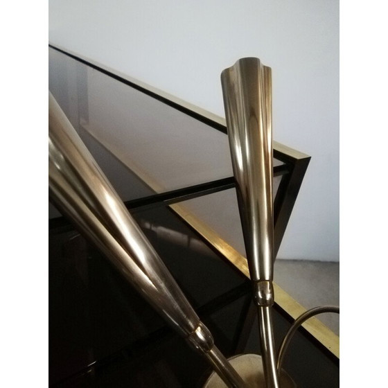 Image 1 of Pair of vintage brass sconces by Oscar Torlasco, Italy 1950