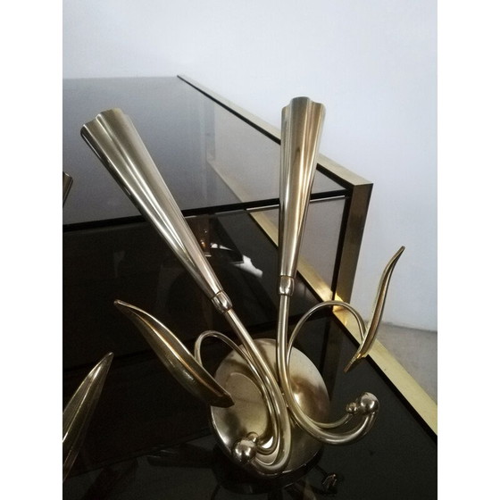 Image 1 of Pair of vintage brass sconces by Oscar Torlasco, Italy 1950