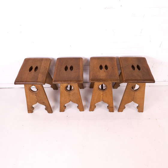 Image 1 of Vintage Bar Table + 4 Stools Oak