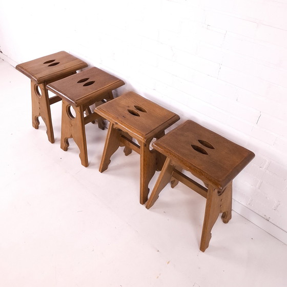 Image 1 of Vintage Bar Table + 4 Stools Oak