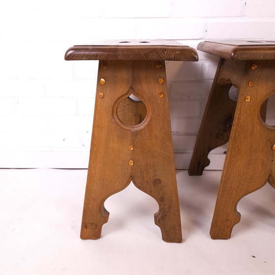 Image 1 of Vintage Bar Table + 4 Stools Oak