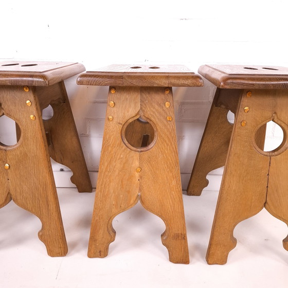 Image 1 of Vintage Bar Table + 4 Stools Oak