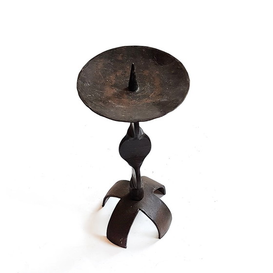 Image 1 of Brutalist Hand Forged Wrought Iron Candle Holder