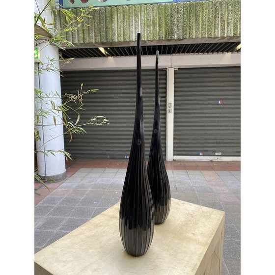 Image 1 of Pair of vintage vases Aria Black Renzo stellon by Salvatia murano, 2009
