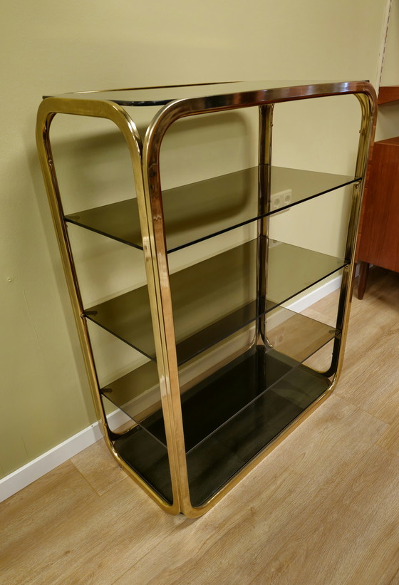 Image 1 of Vitrine vintage en laiton Vitrine Armoire ouverte Séparateur de pièces