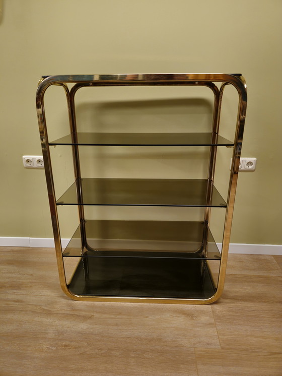 Image 1 of Vitrine vintage en laiton Vitrine Armoire ouverte Séparateur de pièces