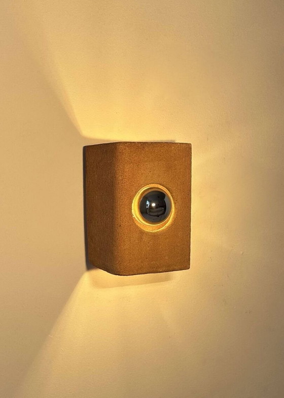 Image 1 of Terre Brute Chamotte Wall Lamp By Guy Bareff - France 1970