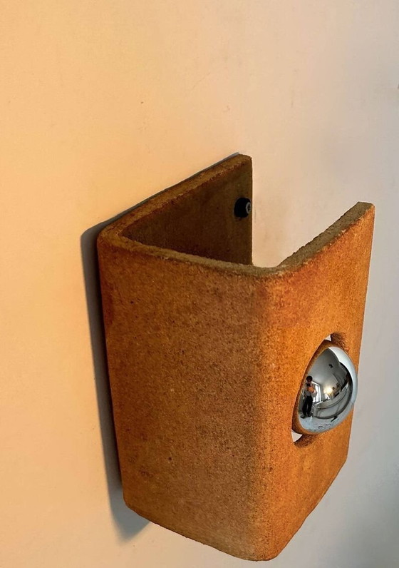 Image 1 of Terre Brute Chamotte Wall Lamp By Guy Bareff - France 1970