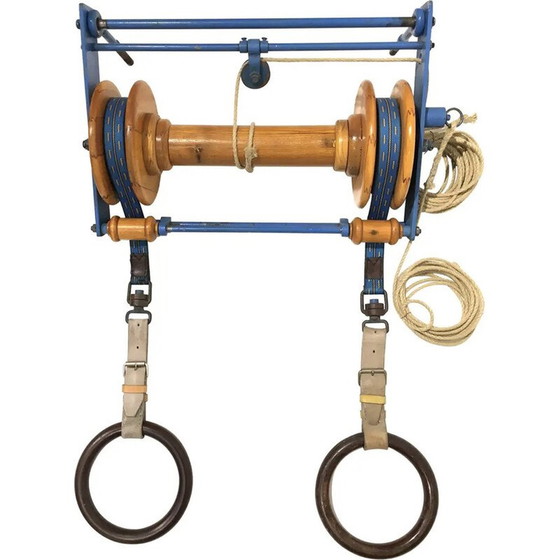 Image 1 of Anelli da ginnastica in legno d'epoca, Cecoslovacchia, anni '40