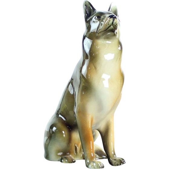 Image 1 of Vintage porcelain statue of a German shepherd by Royal Dux, Czechoslovakia 1960