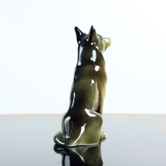 Image 1 of Vintage porcelain statue of a German shepherd by Royal Dux, Czechoslovakia 1960