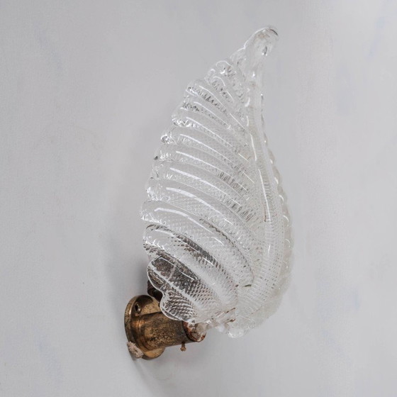 Image 1 of Set of 3 vintage Murano glass and brass wall lamps, Italy 1960s