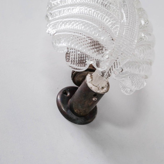 Image 1 of Set of 3 vintage Murano glass and brass wall lamps, Italy 1960s