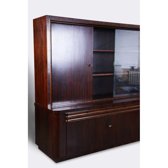 Image 1 of Vintage art deco oak and macassar bookcase, France 1930