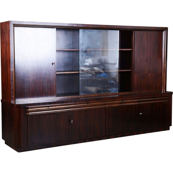 Image 1 of Vintage art deco oak and macassar bookcase, France 1930