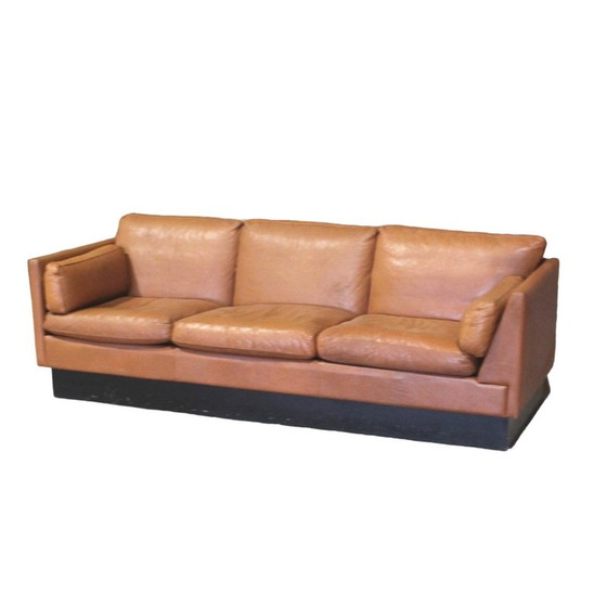 Image 1 of Scandinavian asymmetrical vintage sofa in brown leather
