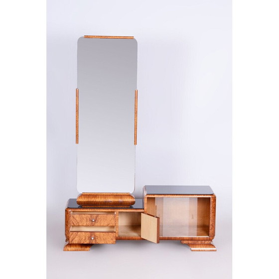 Image 1 of Vintage Art Deco walnut and rosewood chest of drawers with mirror, France 1920