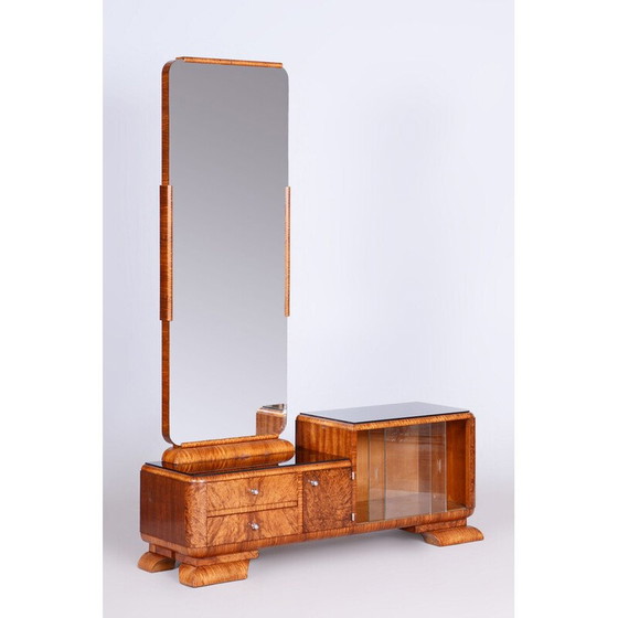 Image 1 of Vintage Art Deco walnut and rosewood chest of drawers with mirror, France 1920
