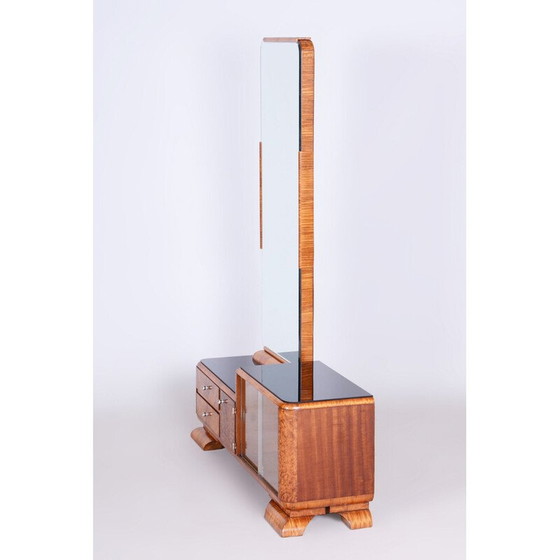 Image 1 of Vintage Art Deco walnut and rosewood chest of drawers with mirror, France 1920