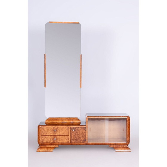 Image 1 of Vintage Art Deco walnut and rosewood chest of drawers with mirror, France 1920