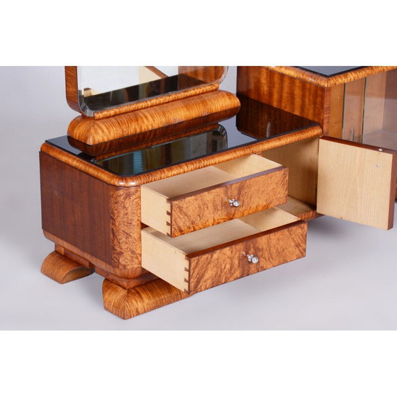 Image 1 of Vintage Art Deco walnut and rosewood chest of drawers with mirror, France 1920