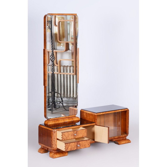 Image 1 of Vintage Art Deco walnut and rosewood chest of drawers with mirror, France 1920
