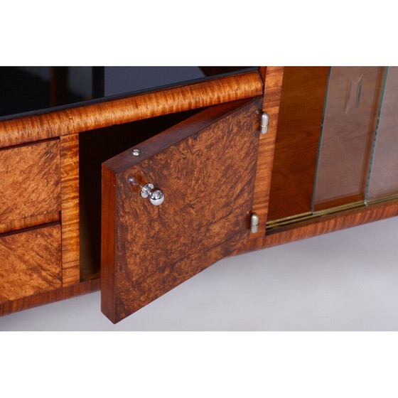 Image 1 of Vintage Art Deco walnut and rosewood chest of drawers with mirror, France 1920