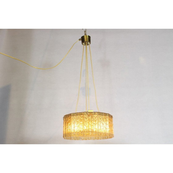 Image 1 of Vintage gilded glass and brass pendant light by Carl Fagerlund for Orrefors, 1960