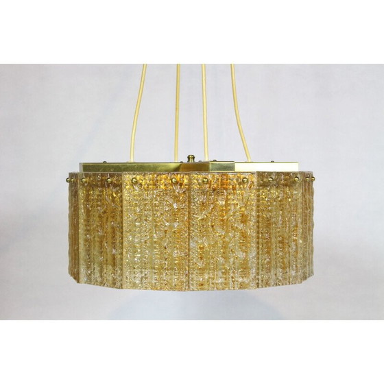 Image 1 of Vintage gilded glass and brass pendant light by Carl Fagerlund for Orrefors, 1960