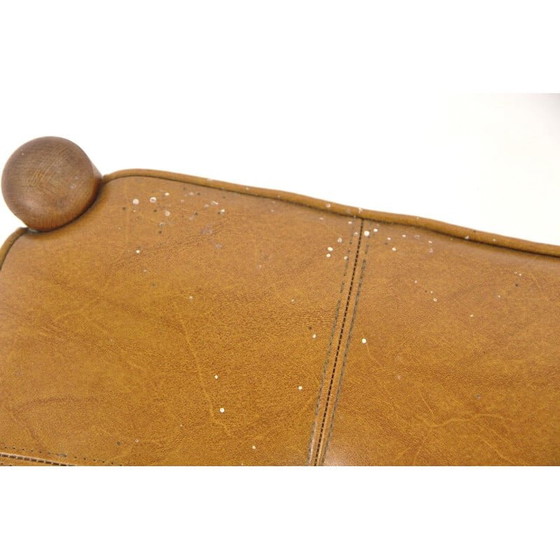 Image 1 of Vintage leatherette and teak footrest, Sweden 1960