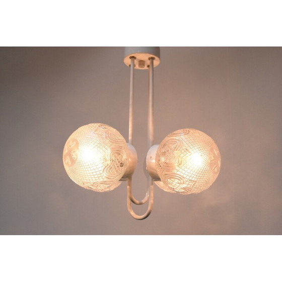 Image 1 of Lampadario vintage in metallo laccato e vetro di Jilove u Decina, Cecoslovacchia 1970