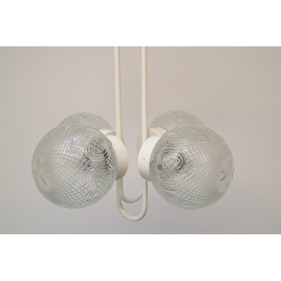 Image 1 of Lampadario vintage in metallo laccato e vetro di Jilove u Decina, Cecoslovacchia 1970