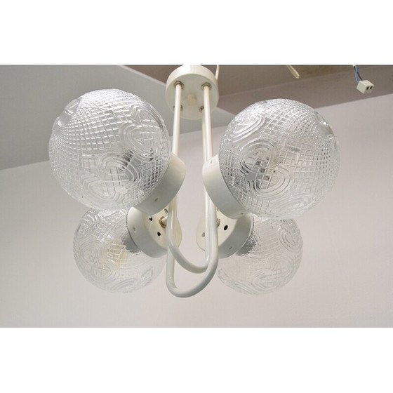 Image 1 of Lampadario vintage in metallo laccato e vetro di Jilove u Decina, Cecoslovacchia 1970