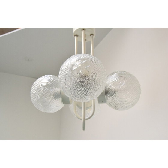 Image 1 of Lampadario vintage in metallo laccato e vetro di Jilove u Decina, Cecoslovacchia 1970