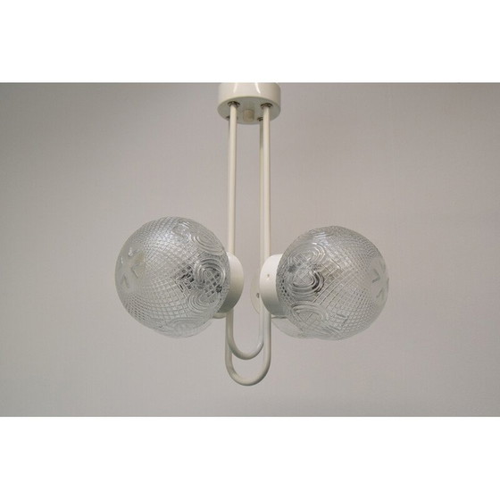 Image 1 of Lampadario vintage in metallo laccato e vetro di Jilove u Decina, Cecoslovacchia 1970