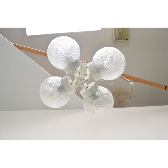 Image 1 of Lampadario vintage in metallo laccato e vetro di Jilove u Decina, Cecoslovacchia 1970