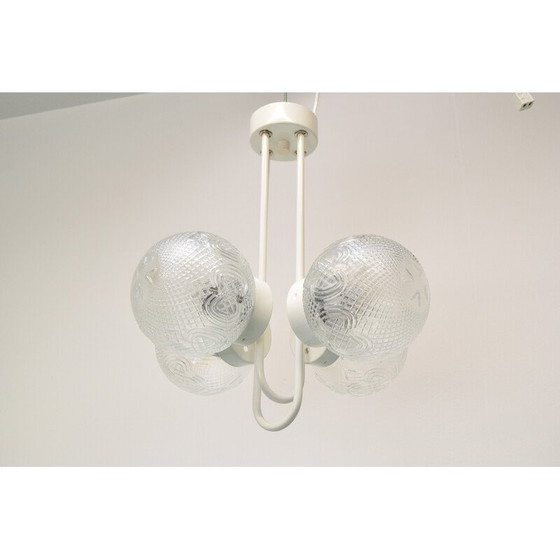 Image 1 of Lampadario vintage in metallo laccato e vetro di Jilove u Decina, Cecoslovacchia 1970