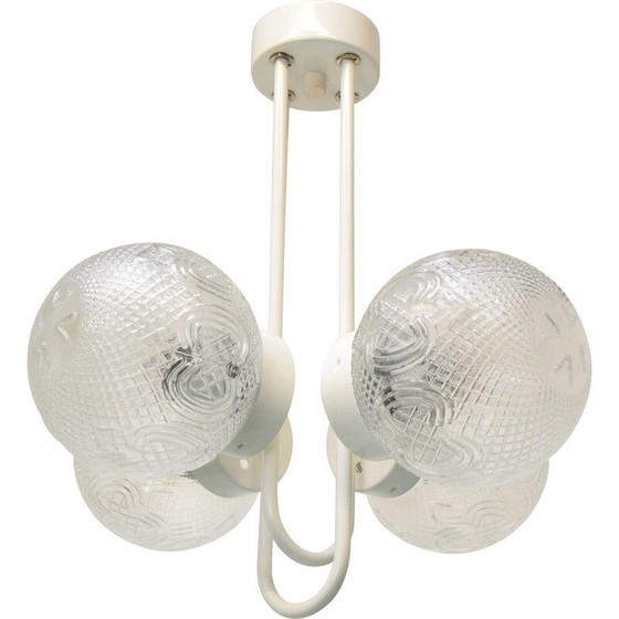 Image 1 of Lampadario vintage in metallo laccato e vetro di Jilove u Decina, Cecoslovacchia 1970